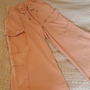 Free people wide leg cropped sweatpants